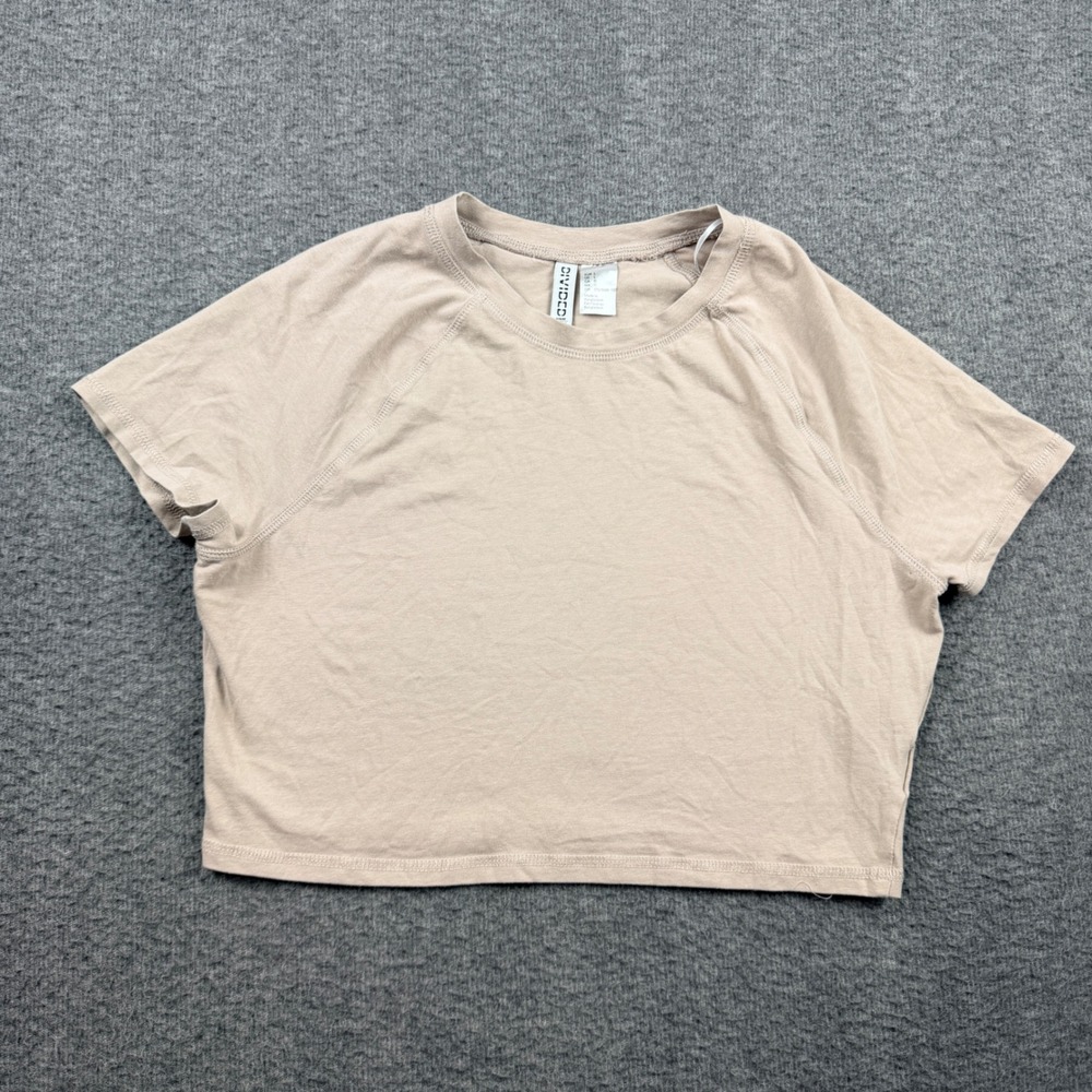 H&M Divided Basic Tan Raglan Short Sleeve Crop Top Large